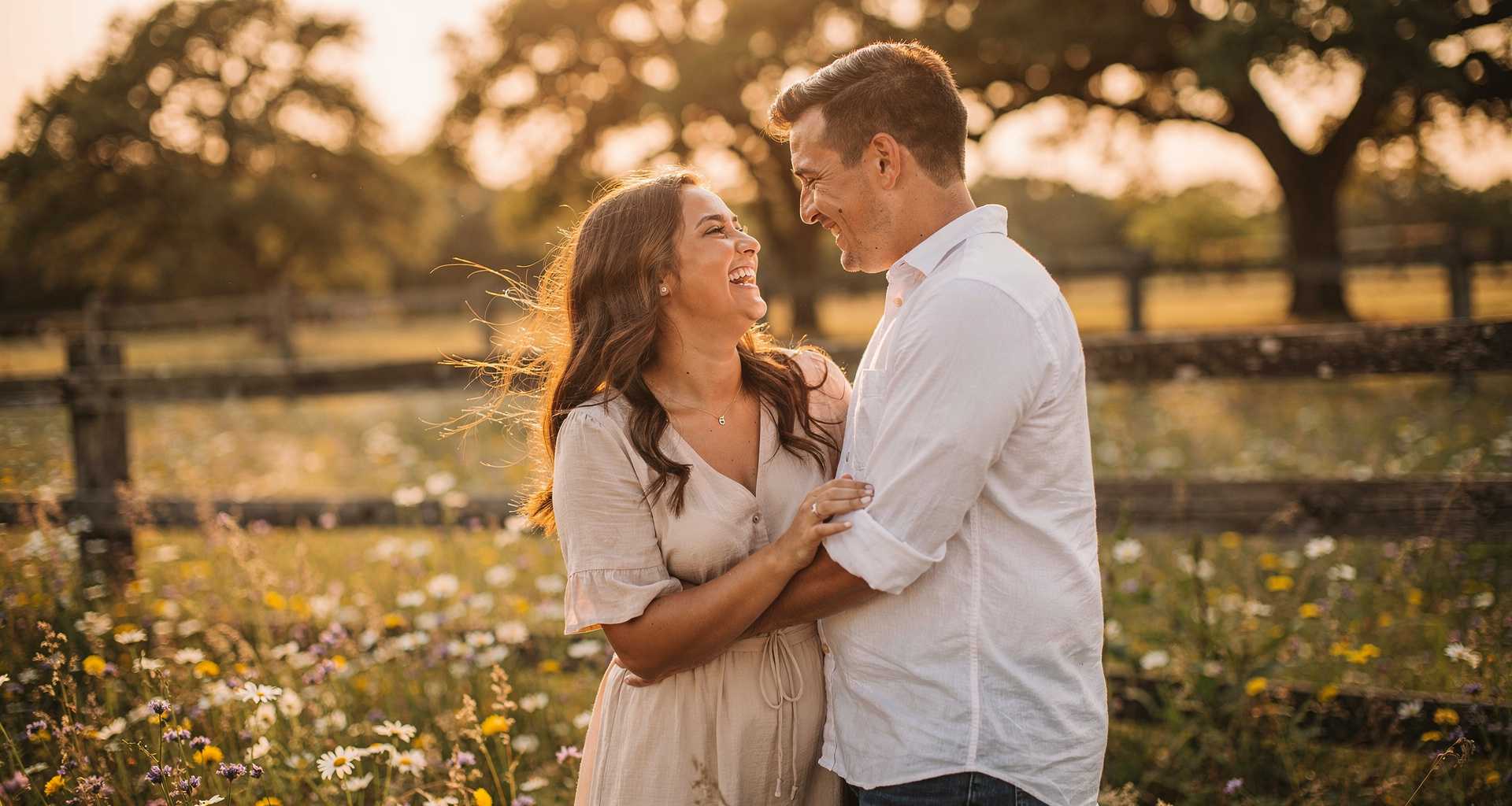 Mary and Walter sharing a laugh during golden hour
