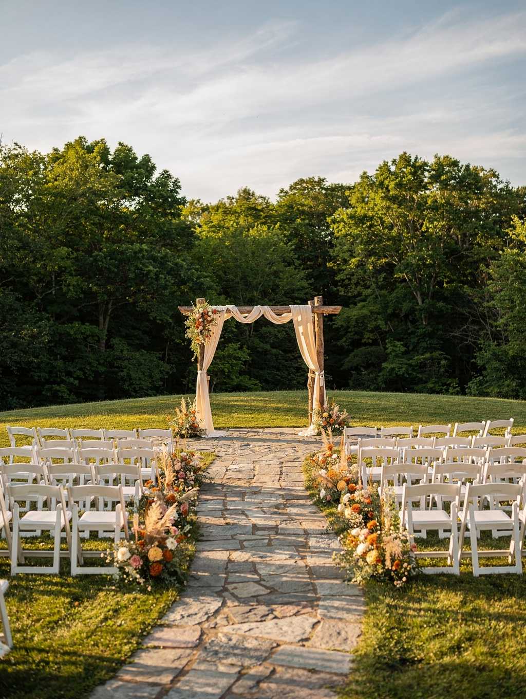 Wide view of the nature-inspired wedding venue